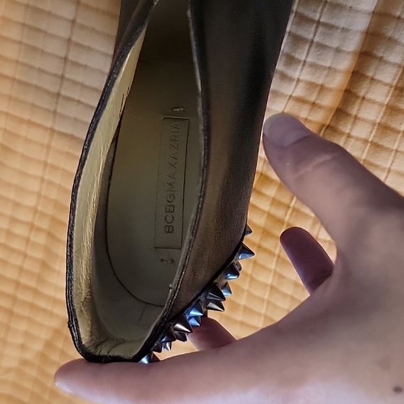 BCBGMaxAzria Black Leather Studded Ankle Bootie - Picture 4 of 8